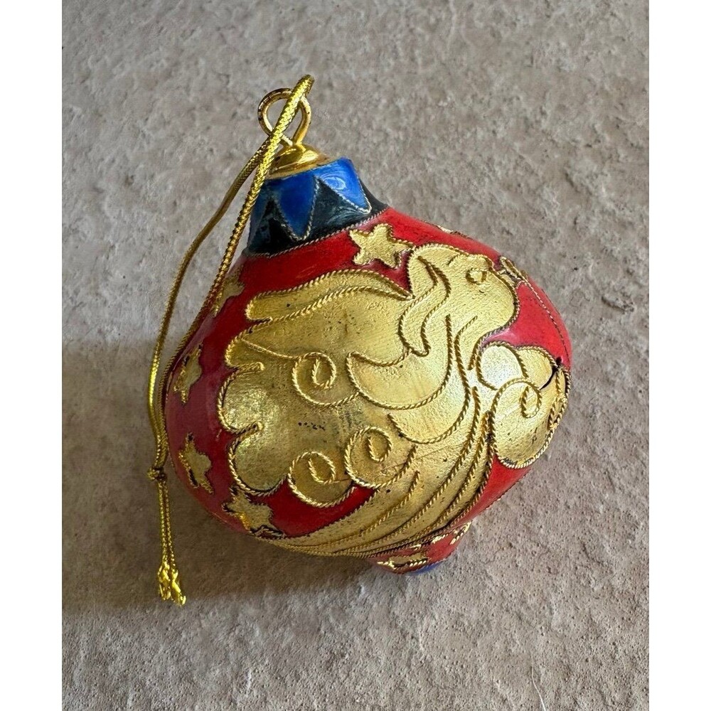 Vintage Cloisonne Bird Design Bulb Shaped Christmas Ornament
